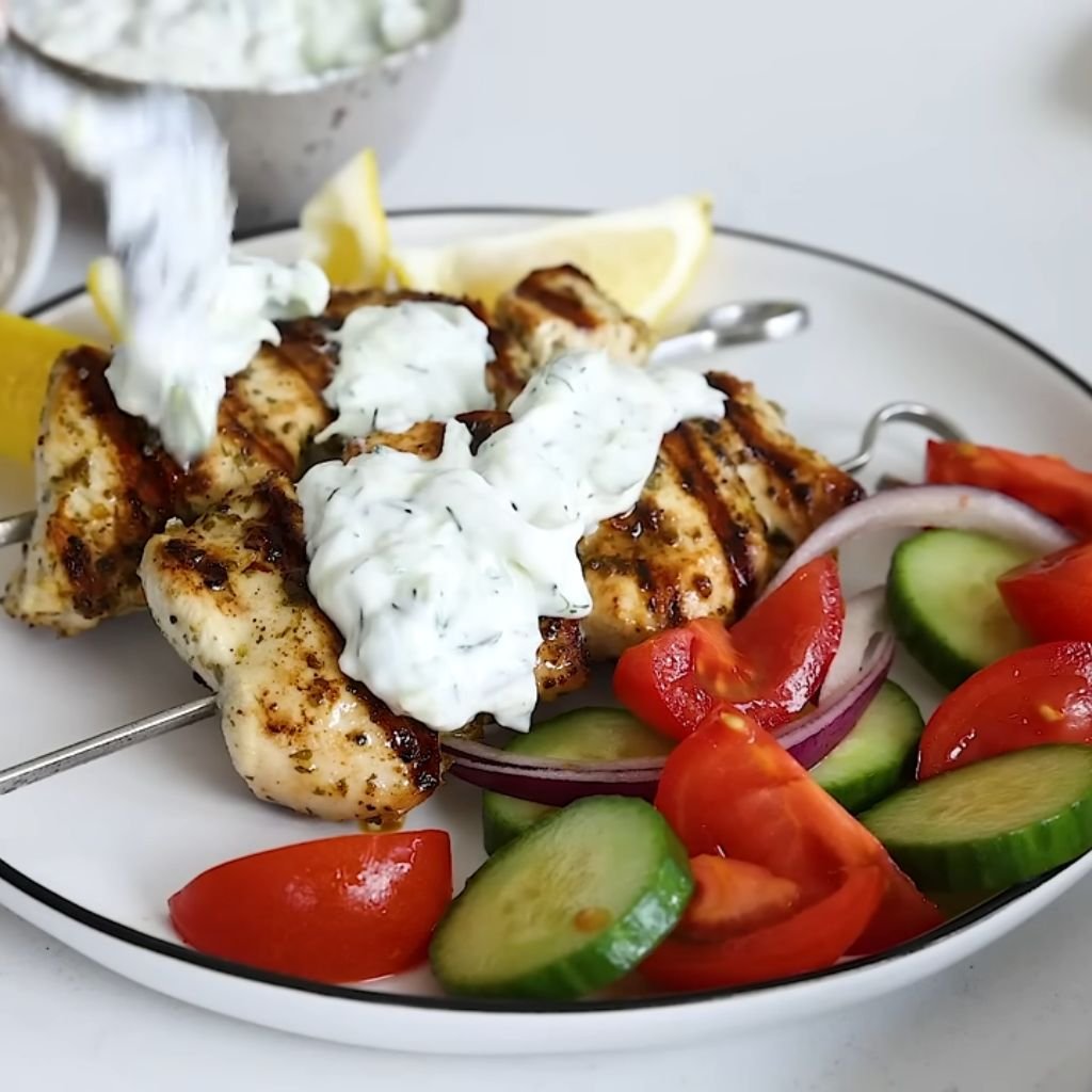 Chicken Souvlaki with Tzatziki