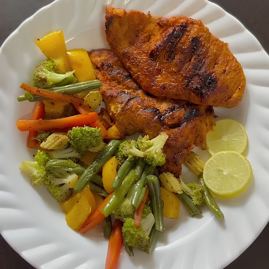 Grilled Lemon Herb Chicken with Steamed Vegetables